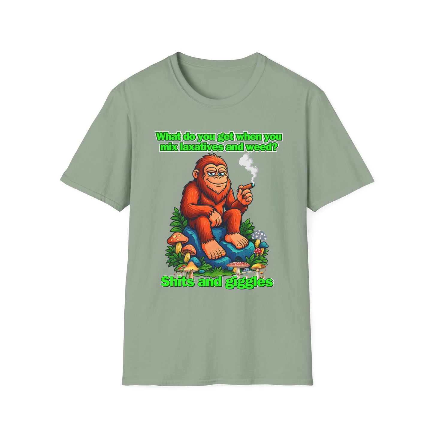 Shits and Giggles Bigfoot T-Shirt – Funny Sasquatch Stoner Graphic Tee