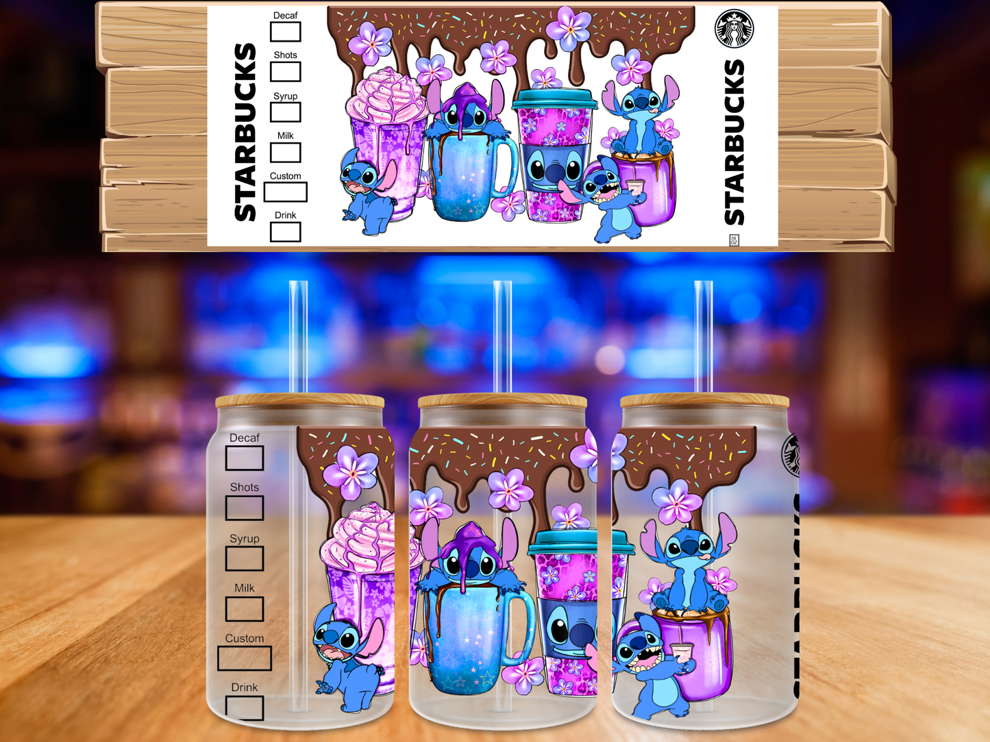 UV DTF Blue Man Coffee