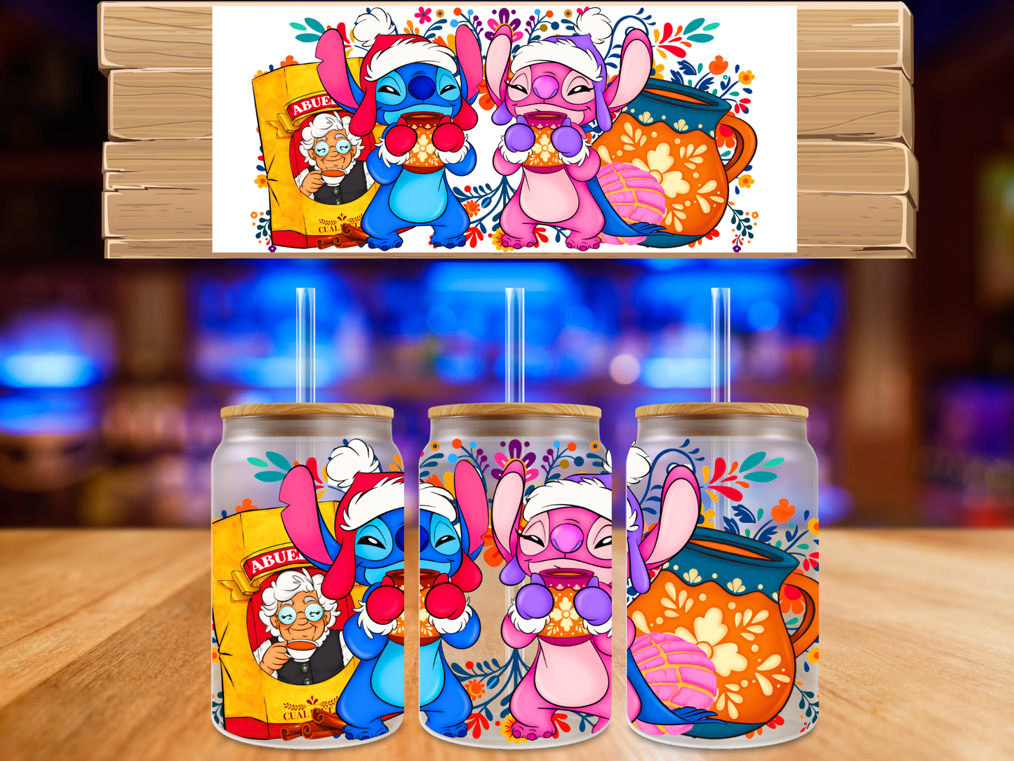 UV DTF Pink & Blue Christmas