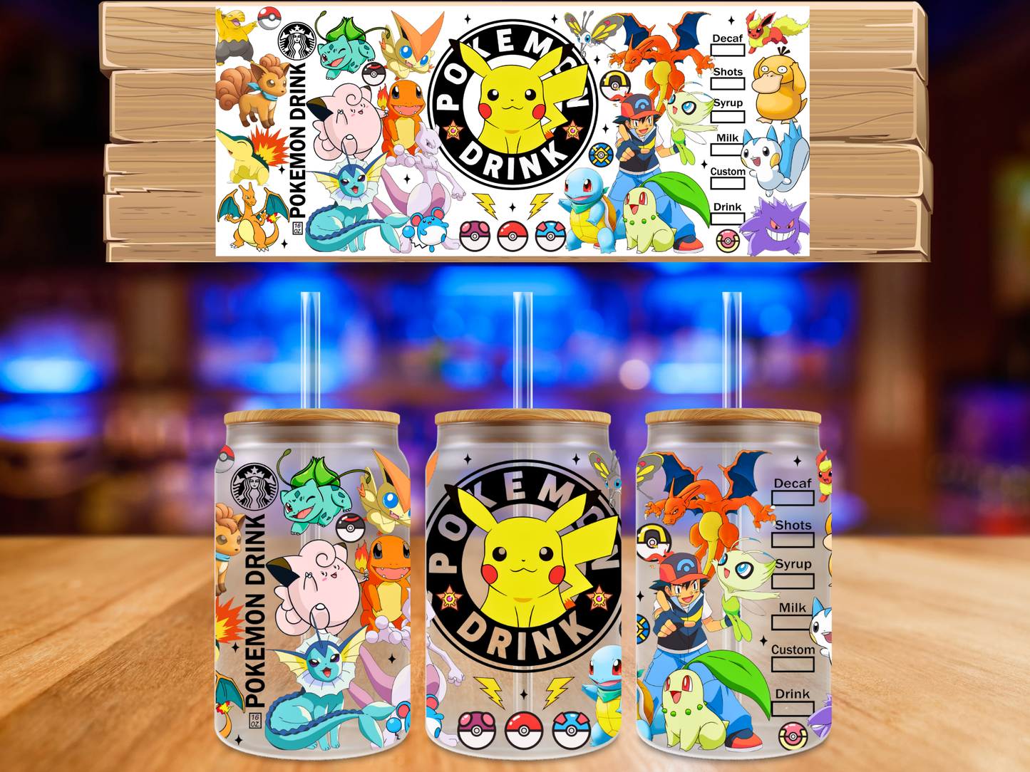 UV DTF Monster Trainer Drink Wrap