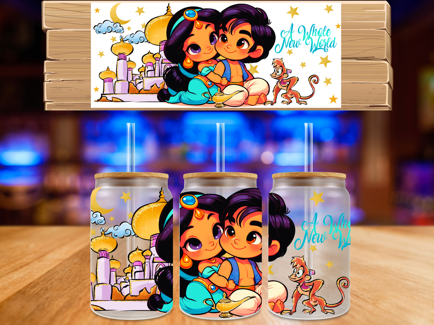 UV DTF Aladdin and Jasmine Kids