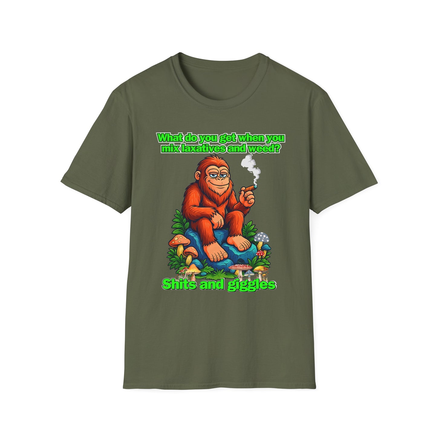 Shits and Giggles Bigfoot T-Shirt – Funny Sasquatch Stoner Graphic Tee