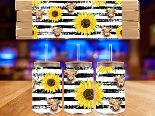 UV DTF Sunflower Highland Cow