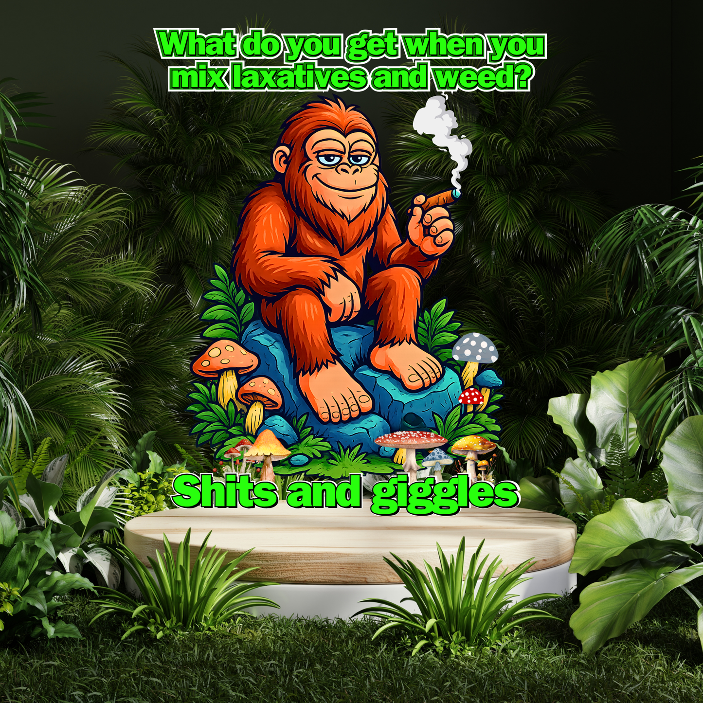 Shits and Giggles Bigfoot T-Shirt – Funny Sasquatch Stoner Graphic Tee