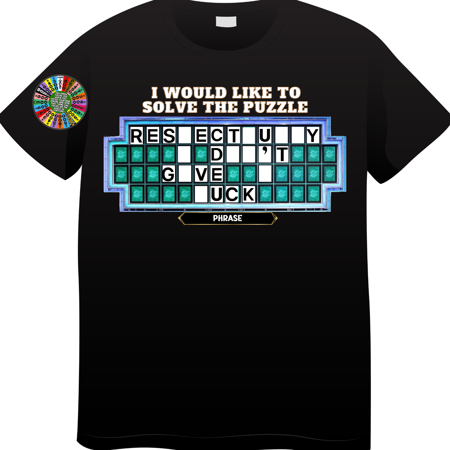 Shirt Puzzle Board — "Respectfully, I Don't Give a F*ck" Retro Game Show Tee