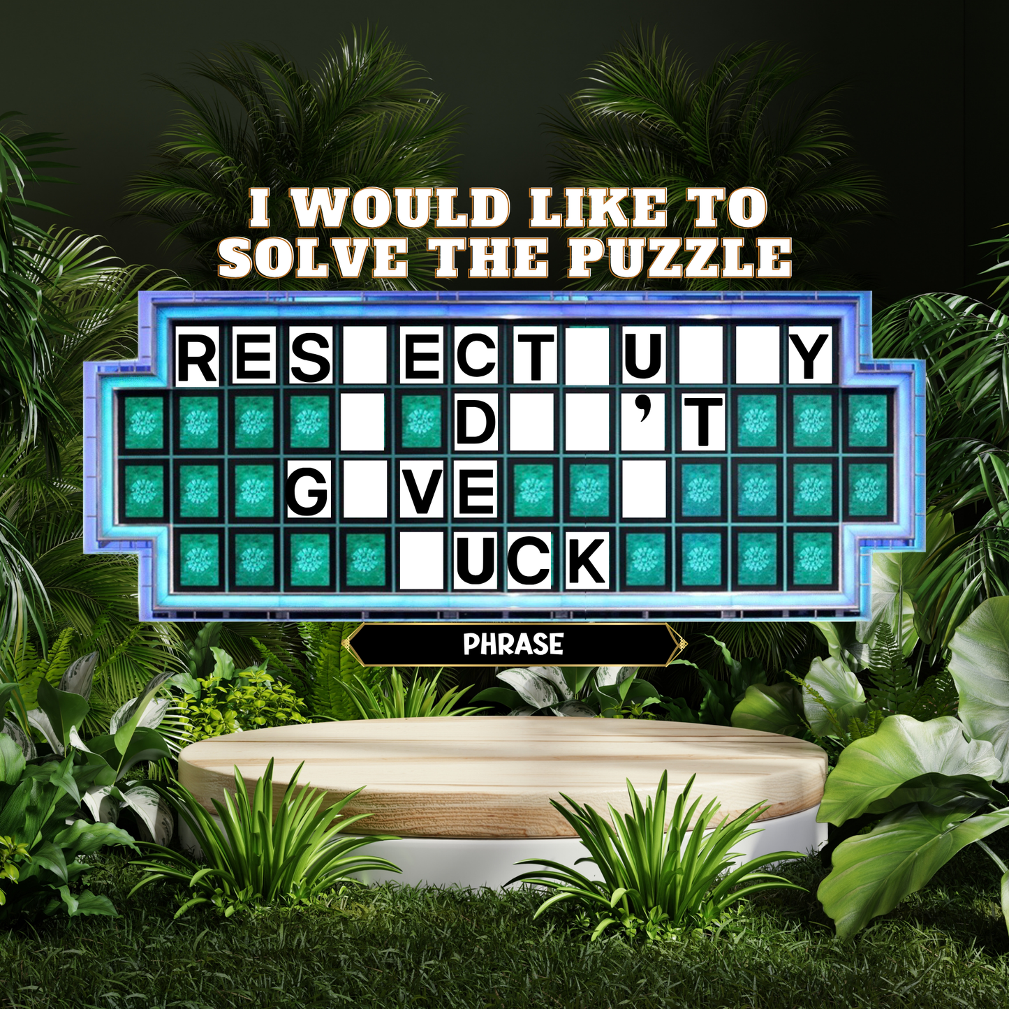 Shirt Puzzle Board — "Respectfully, I Don't Give a F*ck" Retro Game Show Tee
