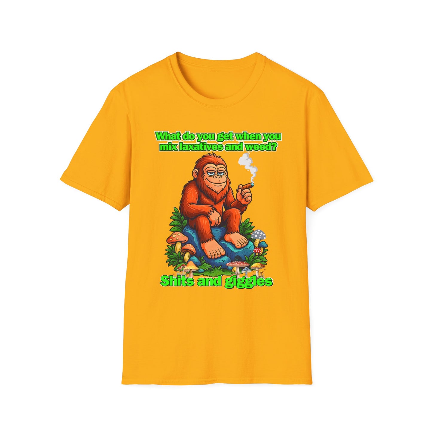 Shits and Giggles Bigfoot T-Shirt – Funny Sasquatch Stoner Graphic Tee