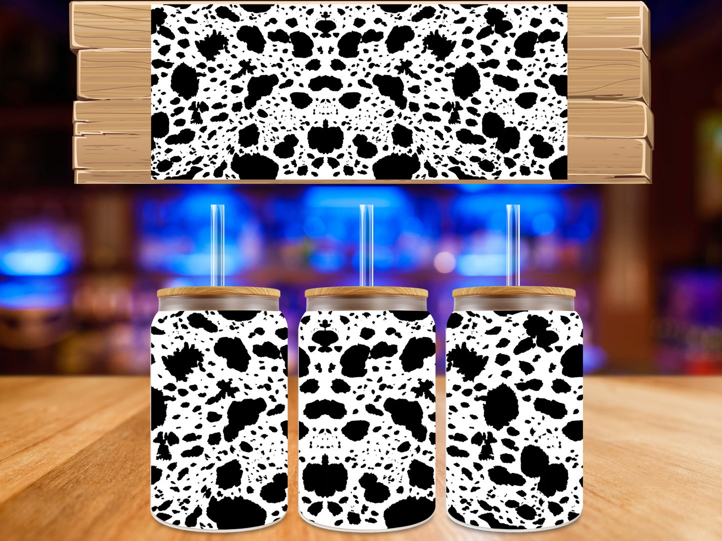UV DTF Cow Pattern