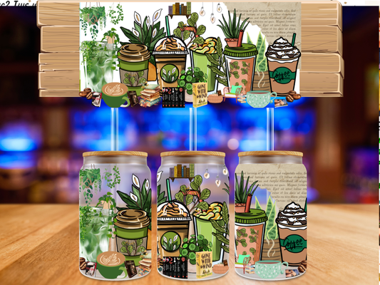 UV DTF 40 oz Coffee, Plants, and Books
